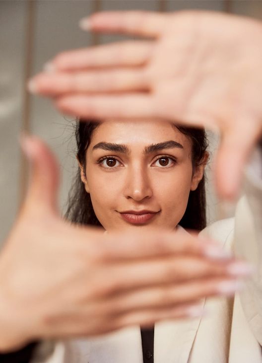 A women looking at camera